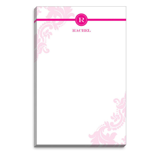 Pink Damask Monogram Notepads